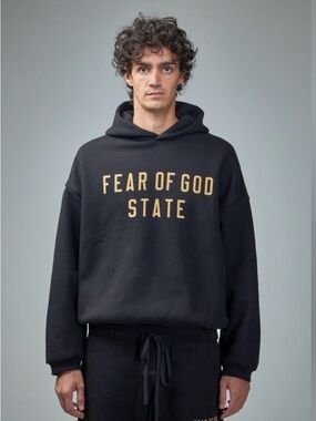 Fear of God Essentials State Hoodie Black XL Oversized Logo